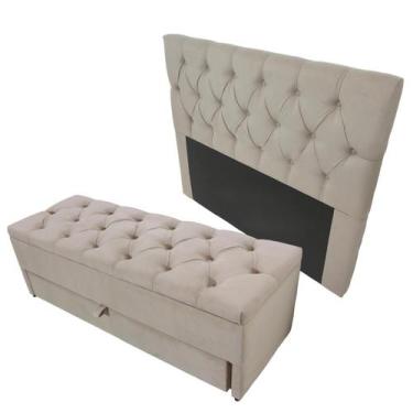 Imagem de Kit Baú Gaveta e Cabeceira Com Fixação no Box (Cama) Cor Bege Claro 14