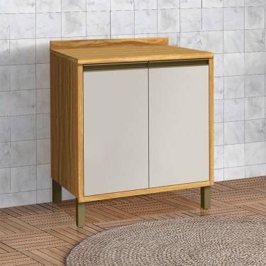 Imagem de Balcão de Cozinha 80 Cm Tempranillo 2 Portas 100% Mdf Amêndoa/Off White - Rio Doce