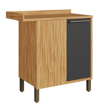 Imagem de Balcão de Cozinha de Canto Syrah 1 Porta 1 Prateleira Amêndoa/Cinza - Rio Doce