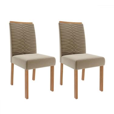 Imagem de Cadeiras Kit 2 Cadeiras Clarice Wood Suede Madeira/Joli - Cimol