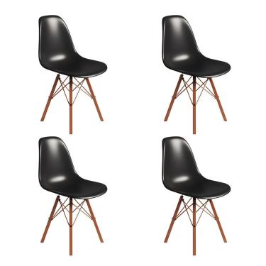 Imagem de Conjunto 4 Cadeiras Eames Tubo Ferro Cobre Assento Preto
