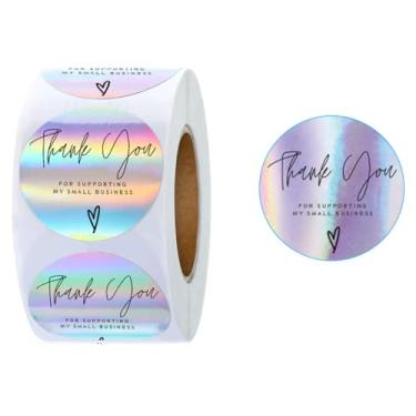 Imagem de 500 pçs adesivos holográficos Thank You for Supporting My Small Business 2,5 cm redondos autoadesivos à prova d'água