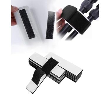 Imagem de 40 peças de fita de resistente, tiras adesivas dupla face de 2,5 x 10 cm, prendedores de tecido de nylon forte para uso doméstico, escritório e ao ar livre, sem costura, branco