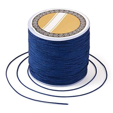 Imagem de 109 jardas 0,8 mm cordão de contas de nylon chinês cordão trançado de macramê de rabinho trançado para pulseiras da amizade, joias, artesanato, material azul meia-noite