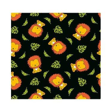 Imagem de Tecido Tricoline Leão Fundo Preto - Tecidos Caldeira - 50 x 150 cm - I