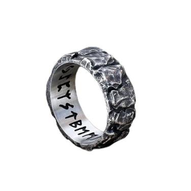 Imagem de Anel viking de aço inoxidável Stone Runes – Joias duráveis de inspiração nórdica com símbolos de runas antigas para homens, Aço inoxidável, Sem pedra preciosa