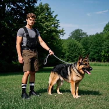 Imagem de Coleira plana para cães, sem embaraço, leve para caminhada com alça antiderrapante, guia ajustável para animais de estimação para treinamento, viagens, uso diário