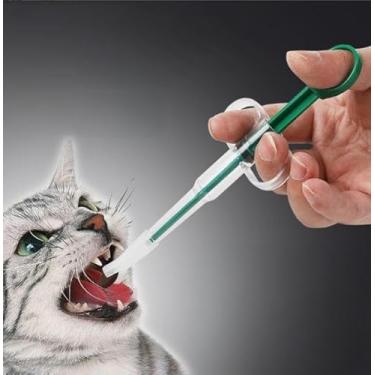 Imagem de Alimentador de medicamentos para animais de estimação, alimentador automático para animais de estimação, suprimentos para alimentação com uma mão, verde