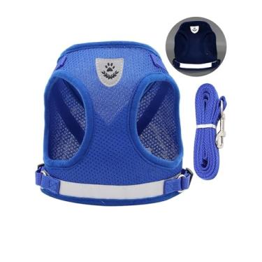 Imagem de Peitoral para cães Step-in Air – malha para todos os climas, refletivo, sem puxar para cães pequenos, médios e gatos – Seguro com fecho de velcro, fivela, anéis D duplos, grande, azul