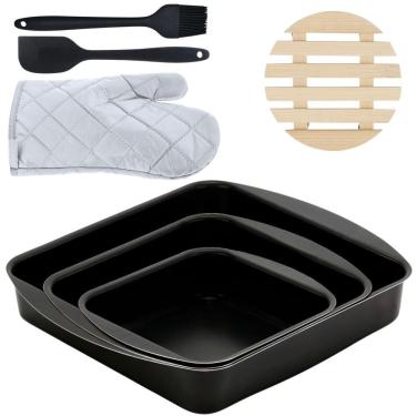 Imagem de Assadeira 3 Pçs + Descanso Panela + Pincel + Espátula +Luva