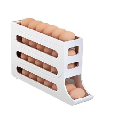 Imagem de Organizador De Ovos Para Geladeira Com Dispenser Rolante | Capacidade Para 30 Ovos(1 PEÇA 4 ANDARES - BRANCO)
