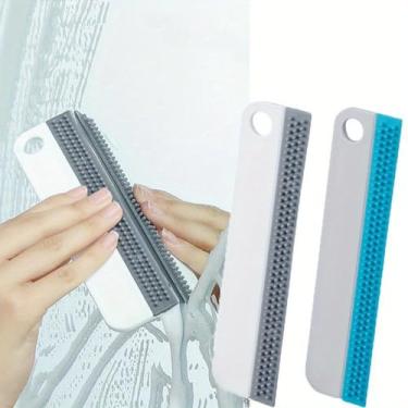 Imagem de Raspador de limpador de vidro de silicone macio limpador de espelho de carro escova de limpeza de janela para cozinha banheiro ferramentas de limpeza de vidro - azul cinza