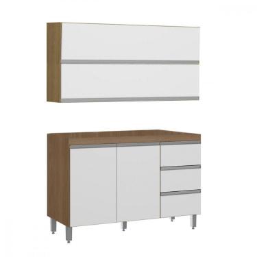 Imagem de Balcão Para Pia Armário Aéreo Basculante 120cm Menu Móveis Branco