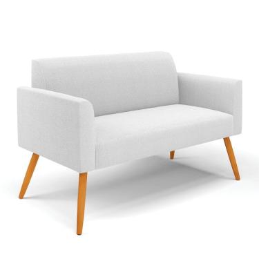 Imagem de Sofá 2 Lugares Namoradeira Pé Palito Castanho Marisa Bouclê Off White D03 - D'rossi