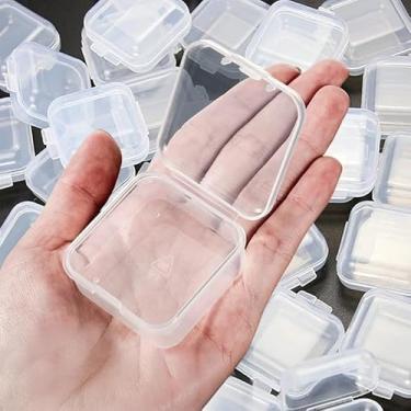 Imagem de 3 caixas de armazenamento de plástico transparente diversos tampões de ouvido estojo pequeno quadrado para joias