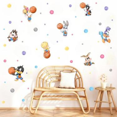 Imagem de Adesivo de Parede Looney Tunes Cute Baby Aquarela Basquete - Adesivos 
