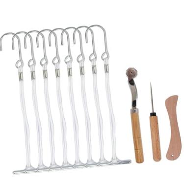 Imagem de Esquirla 11 peças de ganchos para padrões de costura pendurados, ferramentas de marcação, ferramentas de rastreamento, artesanato em couro PU, régua de