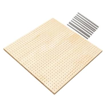Imagem de Baoblaze Placa de bloqueio para crochê com 9 pinos de aço. Versátil e, ideal para bloquear peças de crochê e tricô, Pinos de 40x40cm E