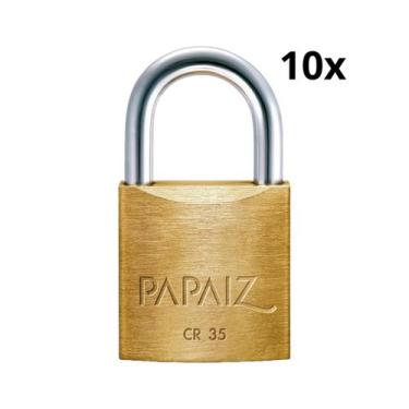 Imagem de Kit com 10 cadeado papaiz cr 35mm latão maciço com chaves