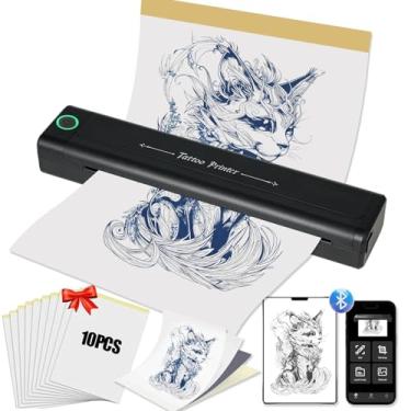 Imagem de Autdor Impressora de estêncil de tatuagem, máquina de tatuagem com 10 peças, papel de transferência, impressoras térmicas sem fio para tatuagem, Bluetooth, compatível com telefone, iPad, PC, para