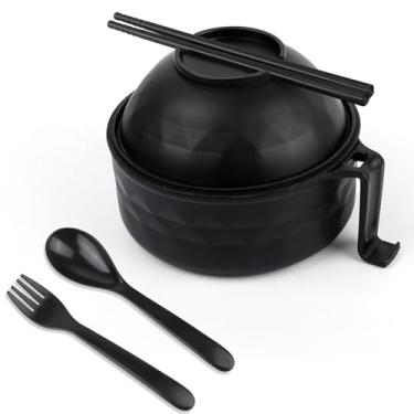 Imagem de Conjunto de 6 tigelas de macarrão Ramen, tigela de ramen de micro-ondas com tampa de coador e conjunto de pauzinhos, panela de macarrão instantâneo portátil 2025, utensílios de cozinha populares para
