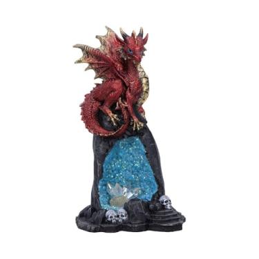 Imagem de Nemesis Now Crystal Cave Dweller - Estátua majestosa de dragão pintada à mão em vermelho e dourado - Estatueta de dragão de resina de 19 cm para colecionadores e fãs de fantasia