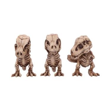 Imagem de Nemesis Now Three Wise See No Evil Hear No Evil Speak No Evil Figurines, adorável resina pintada à mão colecionáveis e presente - Tyrannasaurus Rex Skeletons