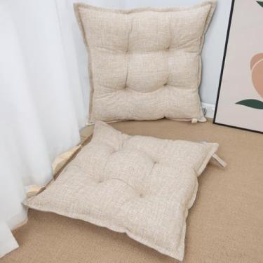 Imagem de SINSOSSO Almofadas de cadeira grandes, espessas de 55,88 cm, almofadas quadradas antiderrapantes de espuma viscoelástica para suporte de costas de escritório/ioga interna/assentos no chão, bege, 2