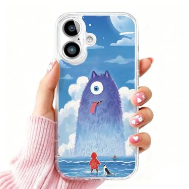 Imagem de DSJIFGEW Design de capa transparente padrão para iPhone 16 | Antiamarelamento, parte traseira rígida, proteção contra quedas de nível militar, suporta carregamento sem fio