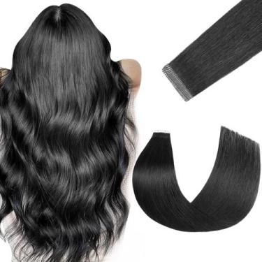 Imagem de Fita adesiva em extensões de cabelo FUOTONBUTY Jet Black 30cm 50g x20