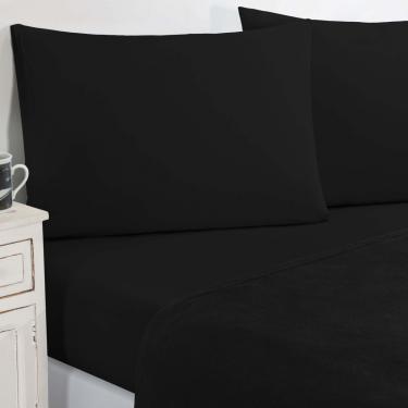 Imagem de Jogo De Cama Malha Lençol 100% Algodão Gran Moratta 4 Peças Casal - Preto/Preto