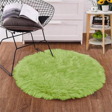 Imagem de Goolela Tapetes de área de círculo verde para quarto sala de estar 1,2 m tapete de cabeceira macio lavável tapete felpudo felpudo decoração fofa para quarto de meninas circular