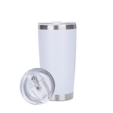 Imagem de Garrafa TéRmica PortáTil，Copo Cafe Termico Copo TéRmico 360ml com Tampa MantéM Bebidas Geladas e Quentes Não Vaza Aço Inox(Branco)