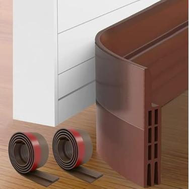 Imagem de Tampa de vedação de porta, à prova de som e à prova d'água, tira de vedação embaixo da porta, 1 pacote, 4 cores (branco/preto/cinza/marrom) para portas de casa e escritório (marrom)