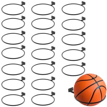 Imagem de Myckuu 20 unidades de exibição de armazenamento de parede, suporte universal para bolas de metal, preto, economia de espaço para basquete, futebol, vôlei, futebol