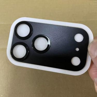 Imagem de Para iPhone 17 Pro Max Protetor de lente de câmera fosco cor sólida 9H vidro temperado protetor de tela anti-arranhões (preto)