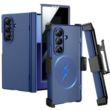 Imagem de VEGO Capa para Z Fold 7 com clipe para cinto, compatível com MagSafe, [proteção de dobradiça][protetor de tela de privacidade] Capa de couro PU fina antiespiar magnética para Samsung Galaxy Z Fold 7