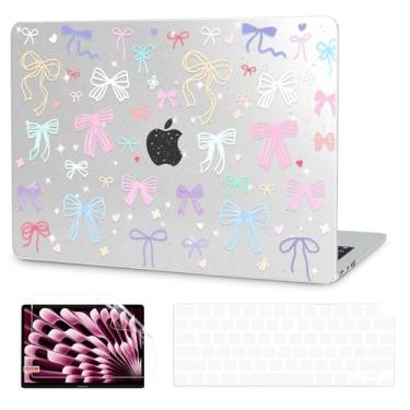 Imagem de G JGOO Compatível com MacBook Air 13 polegadas 2025 2024 2023 2022 M4 A3240 M3 A3113 M2 A2681, capa rígida transparente para MacBook Air de 13,6 polegadas + capa de teclado + protetor de tela, laços
