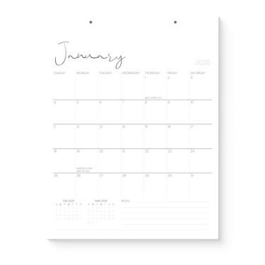 Imagem de Karto Calendário versátil 2026 - vertical 21,5 x 28 cm de janeiro de 2026 a junho de 2027 - planejamento fácil com o calendário mensal estético - Cursivo