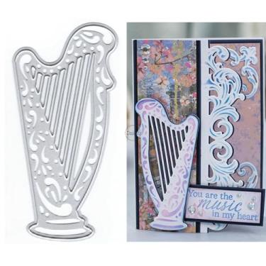 Imagem de DzIxY Play The Harp – Kit de moldes de corte de metal para fazer cartões, papel em relevo, recortes, scrapbook, máquina, estêncil, bolsos de armazenamento, suprimentos