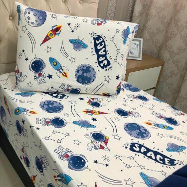 Imagem de Jogo De Lençol Fantasy Infantil Solteiro 02 Peças Malha 100% Algodão - Astronauta Space