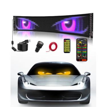 Imagem de Luz Devil Eyes para para-brisas: placas de LED programáveis de 59,4 cm x 12 cm com aplicativo e controle remoto - Visor de iluminação digital USB de 5 V, olhos de LED para carros, SUVs e caminhões (1