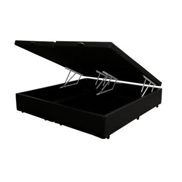 Imagem de Cama Box Baú Blindado Casal Bipartido Loja Xerife Sintético Preto 41x138x188