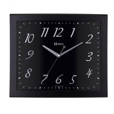 Imagem de Relógio De Parede Retangular Preto Fosco Herweg 6907 único