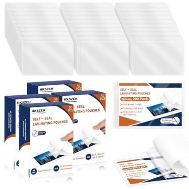 Imagem de Pacote com 200, 10 mm, 6,6 x 9,9 cm, sacos de laminação autovedantes, folhas de plástico laminadas, tamanho de cartão de visita, papel laminado transparente para escritório, escola, material doméstico