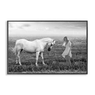 Imagem de Stupell Industries Her White Horse Black Framed Giclee Art, design por Ata Alishahi, 12 x 18