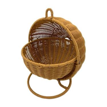 Imagem de Ioensy Cesta organizadora de utensílios diversos feita à mão em imitação de rattan, suporte criativo para frutas e pães, ideal para cozinha e festas.