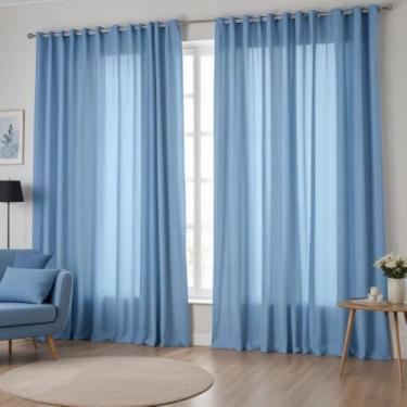 Imagem de Cortina Blackout Quarto，Cortinas，Cortina Linho Cortina para Sala Quarto EscritóRio Lisa Suave 300x230(Azul Bebê,300 x 250)