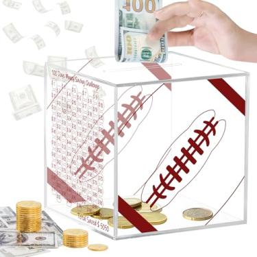 Imagem de Cofrinho para adultos, cofrinho inquebrável, caixa de dinheiro de acrílico transparente, $5050 Desafio de economia de dinheiro para moeda de dinheiro