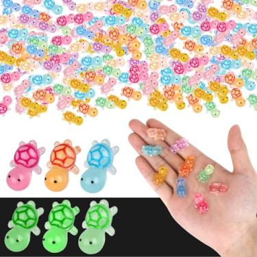 Imagem de 100 peças de tartaruga de resina para artesanato, casa de bonecas, que brilham no escuro, pequenos animais de tartaruga marinha, miniaturas de tartarugas pequenas, figuras luminosas, animais oceânicos